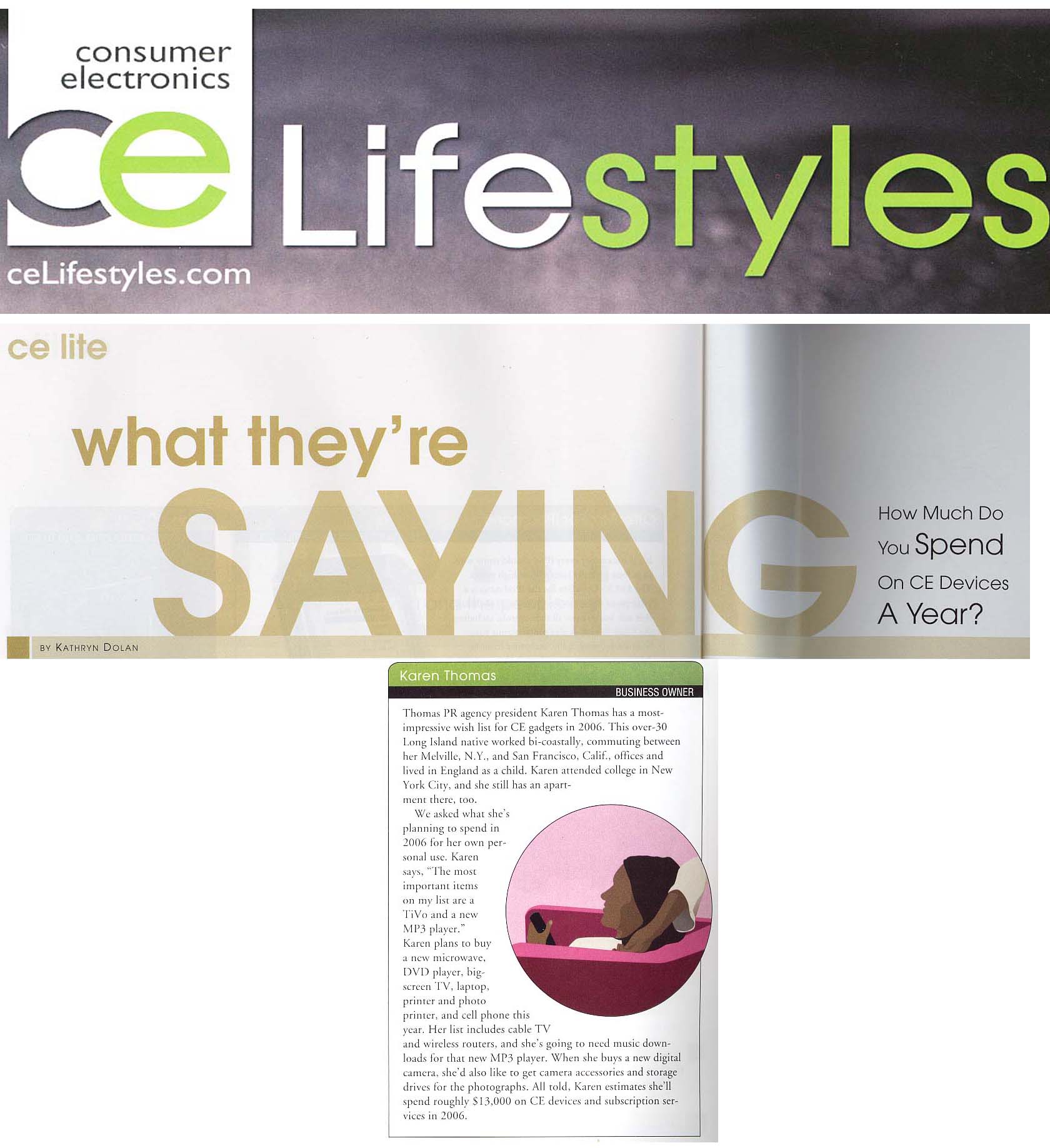 Karen Thomas, Thomas PR in CE Lifestyles Magazine!