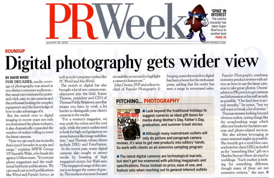 Karen Thomas, Thomas Public Relations, in PR Week January 28, 2008 by David Ward!