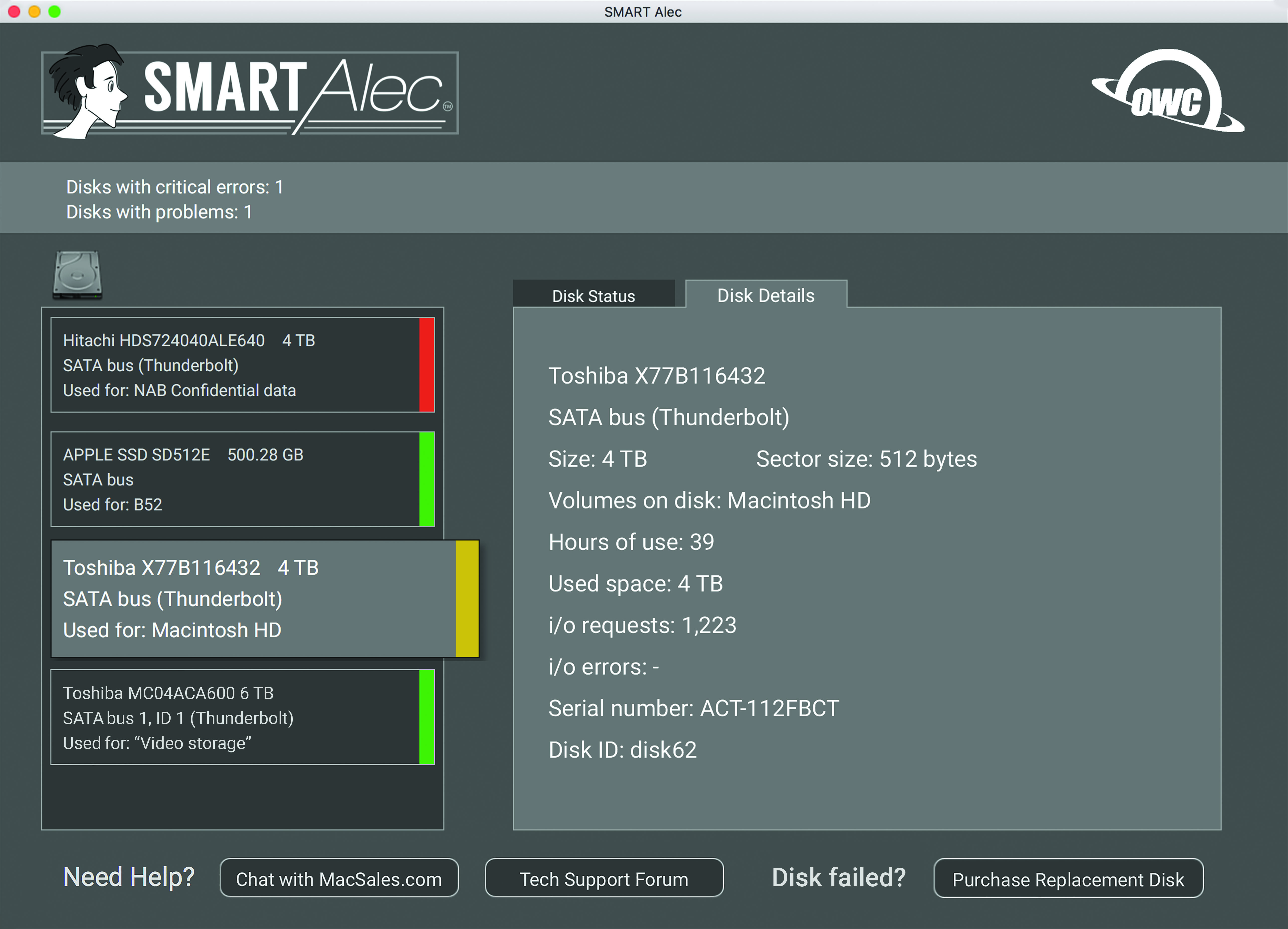 SMART Alec Screen Shot - Drive Scan