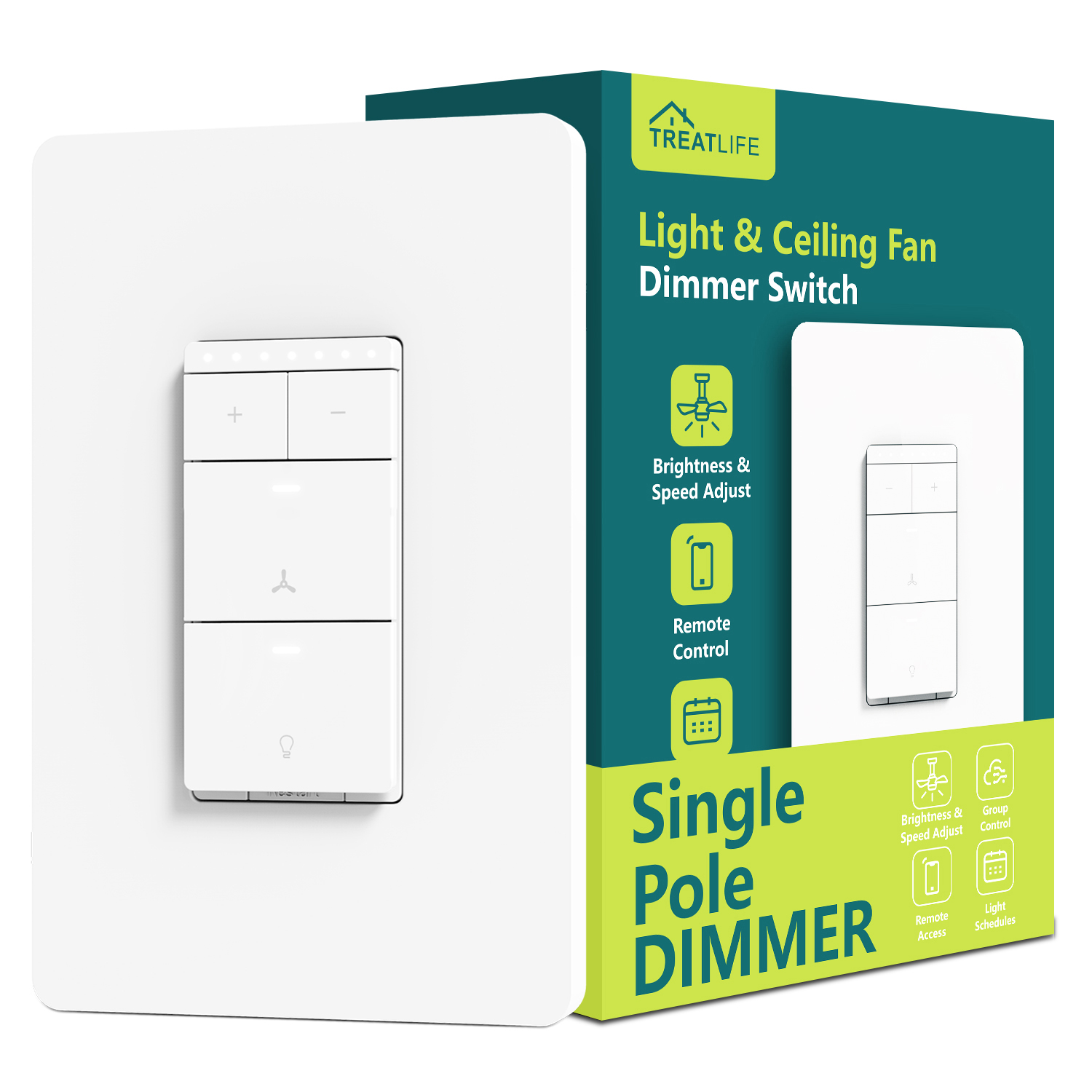 Treatlife Smart Ceiling Fan & Light Dimmer Switch - Box