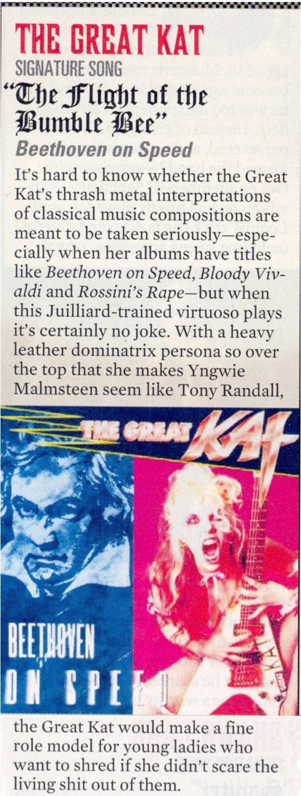 GUITAR WORLD MAGAZINE NAMES THE GREAT KAT "50 FASTEST GUITARISTS OF ALL TIME"!!