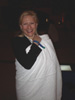 Karen Thomas, Thomas PR wrapped in blanket at outdoor Resident Evil Party at Planet Hollywood Hotel Pool
