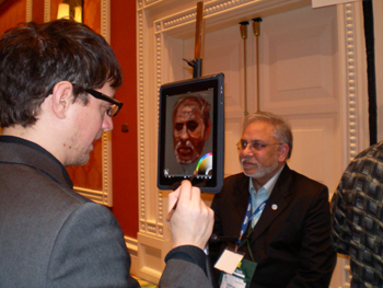 David Kassan Painting Deepak Sharma, Times of India with ArtRage at Showstoppers at the Wynn