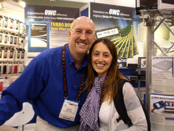 Grant Dahlke, OWC with Liana Pappas, Macworld Australia at OWC Booth