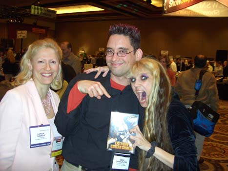 Kat shows Sean Carruthers, Globalhermit.com, the new Great Kat "Extreme Guitar Shred" DVD