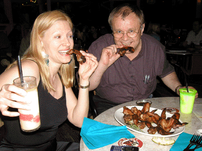 Karen and John Henshall Eat Chicken Wings at Bahama Breezes