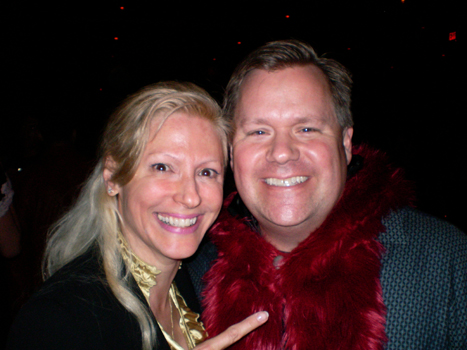 Karen Thomas, Thomas PR and Tom Randklev, inComm with Bear costume at Nexon Party, Colony Club in Hollywood