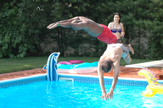 Dual Diving in Pool