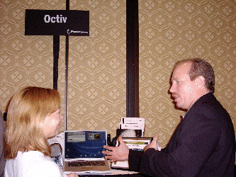 Jack Peterson at Octiv Booth at Showstoppers for Clear Call Debut