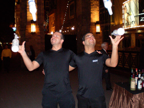 Flair Bartenders Throw Bottles Outside the New York, New York Hotel