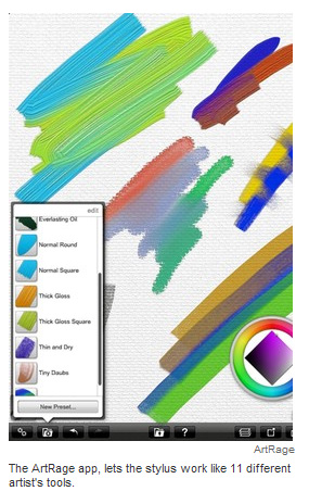 ArtRage in Wall St. Journal by Katie Boehret:  "Two of my favorite apps that turn the iPad into an easel are $2.99 ArtRage.."