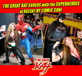 Thomas PR Client THE GREAT KAT SHREDS with the SUPERHEROES at RECENT NY COMIC CON!