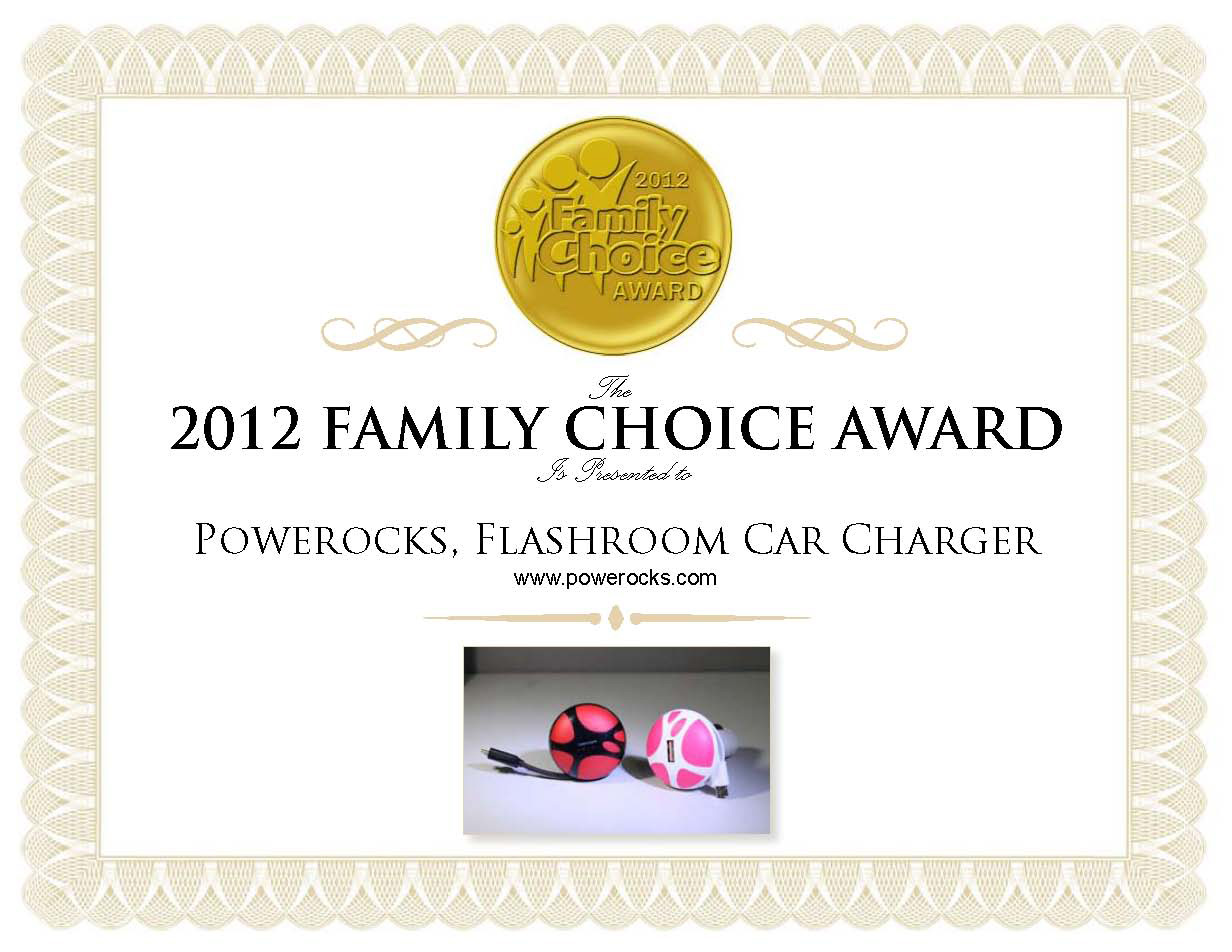 Powerocks Wins 2012 Family Choice Award for Magic Cube, Tetris & Flashroom Mobile Device Power Banks!