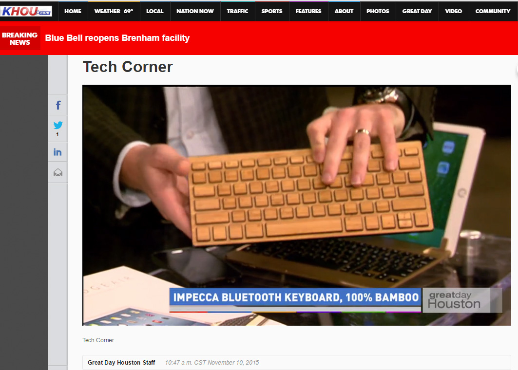 CBS-TV Great Day Houston Tech Corner on Thomas PR Clients NewerTech & Impecca by Doug Delony!